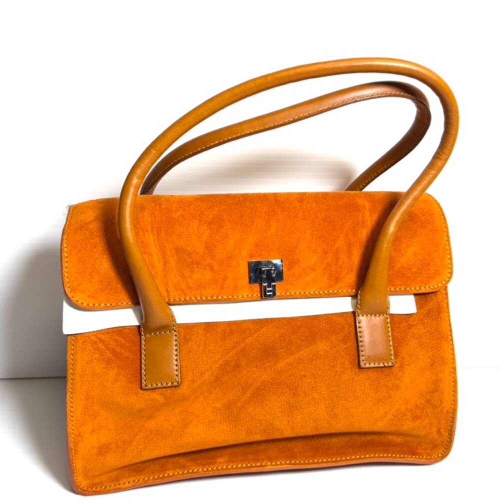LAMBERTSON TRUEX Suede BOXCAR Satchel STUNNING With Tags - Picture 3 of 15